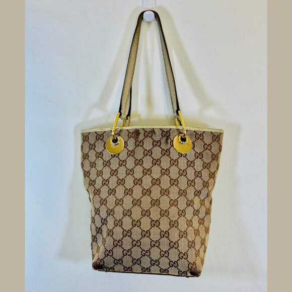 Gucci GG Tan Canvas Eclipse Tote Bag Small Tote Bag - Picture 1 of 16